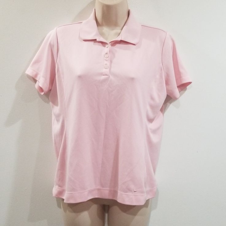 Nike Golf Women's Pink Fit Dry Size Medium 8/10 Blouse, Measures From Pit To Pit Unstretched 40", From Shoulder To Hemline 23", Never Worn. Bin#50 Nike Collared Tops For Spring, Nike Classic Collared Tops, Classic Nike Collared Tops, Classic Collared Nike Tops, Nike Fitted Tops In Solid Color, Nike Spring Short Sleeve Tops, Nike Short Sleeve Tops For Spring, Nike Fitted Short Sleeve Top, Nike Fitted Solid Tops