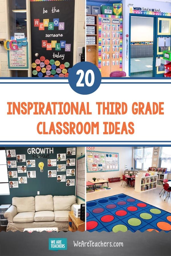 classroom decorations with the words, inspirational third grade classroom ideas on top and below them