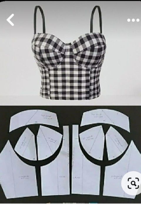 an image of a woman's crop top made out of paper and sewing instructions