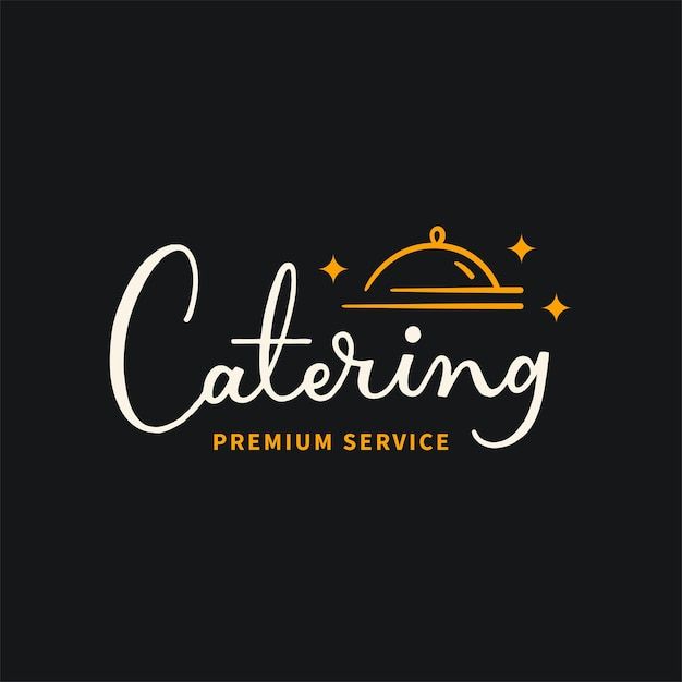 the catering logo is black and white with gold lettering on it, which reads catering premium service