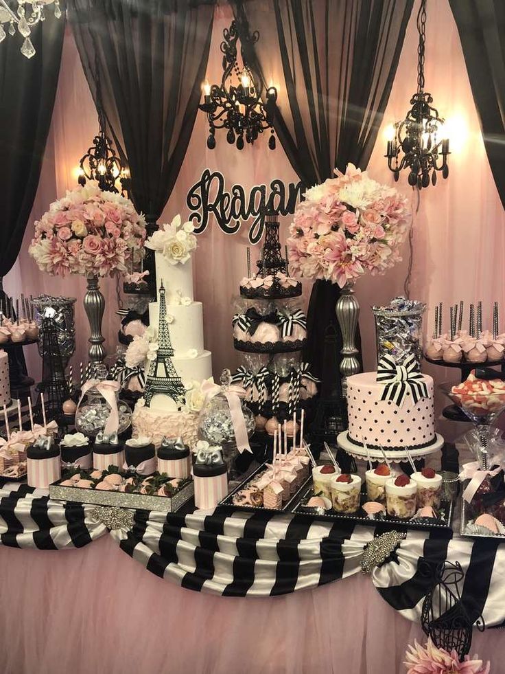 a table topped with lots of cakes and cupcakes