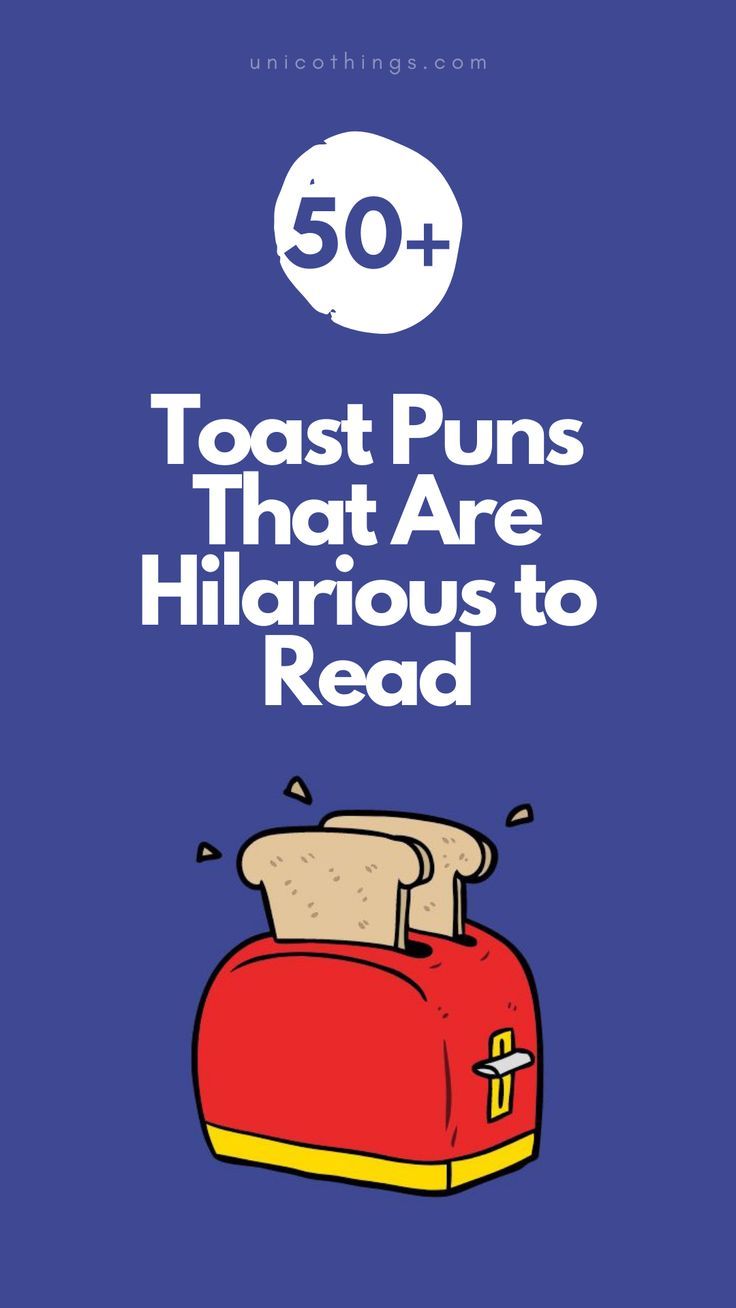 toaster with the words 50 toast puns that are hilarious to read on it