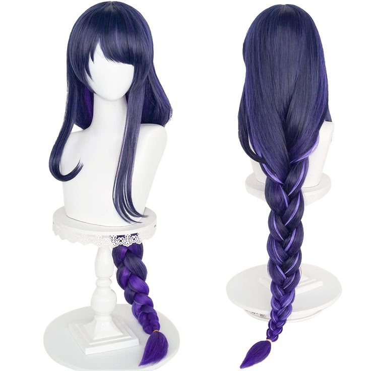 PRICES MAY VARY. 【Characters】- Wigs for purple braided hair characters. 【Material】 - Synthetic fibers. Can be re-styled or cut within 356°F, natural appearance with healthy satin sheen, good texture and soft touch. 【Thick Enough】- Will not reveal the built-in mesh to embarrassing you. Perfect for Halloween, daily, Cosplay Costume and other themed parties. 【Adjustable Size 】- Package included 1x Raiden Shogun wig + 2x elf ears + 1x cap. Package included a wig + a cap. The adjustment range of the Anime Braids, Raiden Shogun Cosplay, Anime Ponytail, Harajuku Hair, Trendy We Fryzurach, Purple Braids, Anime Wigs, Purple Wig, Braided Bangs