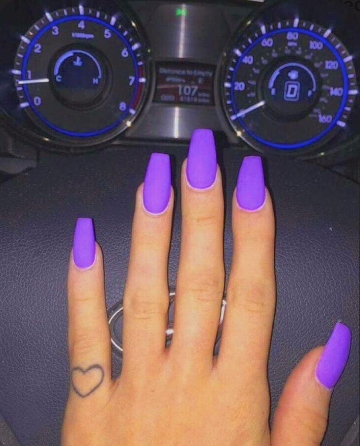 Matte Purple Nails, Purple Acrylic Nails, Purple Nail, Simple Nail Art Designs, Acrylic Nails Coffin, Easy Nail Art, Matte Nails, Purple Nails, Gorgeous Nails