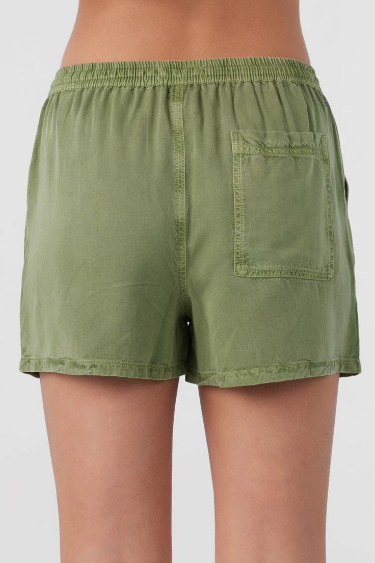 Essential pull-on short that's perfect for beach days or exploring the city. Our Francina short has a lightweight feel, front patch pockets and an elastic waist with drawcord. O'Neill Women's woven pull-on short 2.5" Inseam 10 3/4" Rise Encased elastic waistband with drawcord 100% Viscose twill Short Scarves, Flannel Sweatshirt, Woman Weaving, Twill Shorts, Bottom Clothes, Beach Days, Beach Day, Womens Bottoms, Elastic Waist