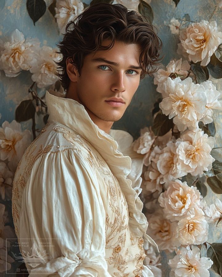 a young man is posing for a photo in front of flowers