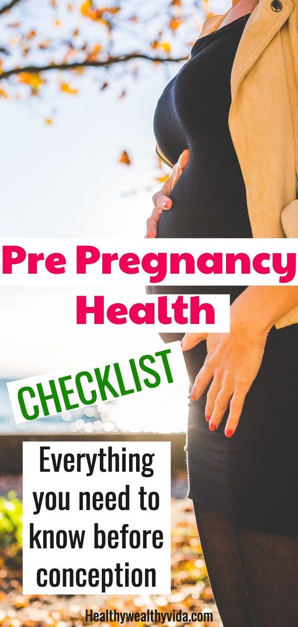 pregnant woman holding her belly with the words pre - pregnancy health checklist on it