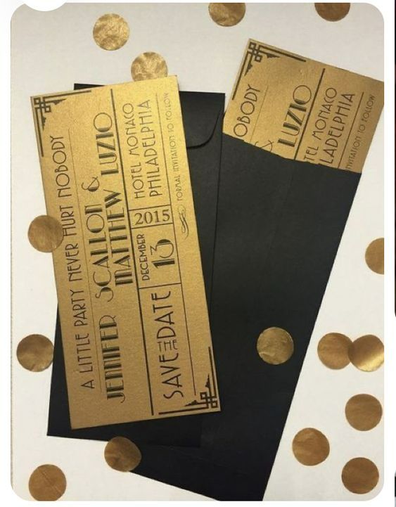 two tickets and some gold confetti on a white background