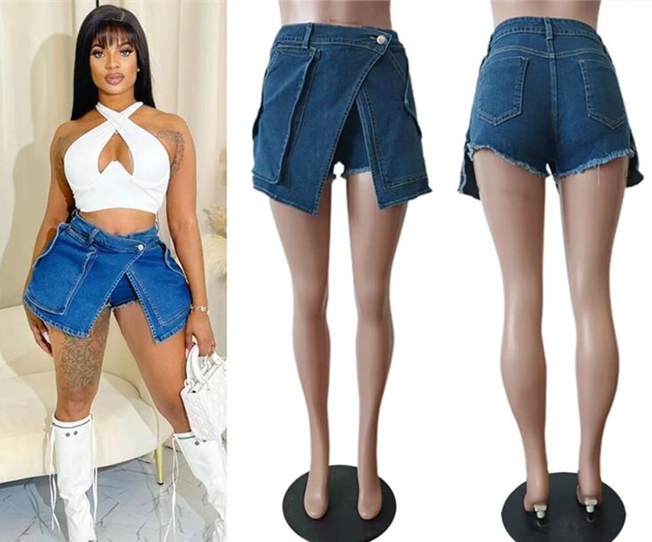 Naya Denim Mini Skirt FancySticated Non-stretch High-waist Denim Mini Skirt, Summer Mini Denim Skirt With Built-in Shorts, Mini Denim Skirt With Built-in Shorts, Non-stretch Cotton Denim Short Skirt, High Waist Denim Mini Skirt With Built-in Shorts, Above Knee, Denim Mini Skirt, Types Of Skirts, Skirt Fashion