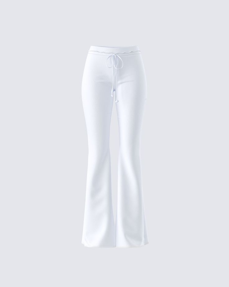 An it-girl essential 💕 We’re bringing all your Y2K dreams to life with these white pants made from loop terry fabric and complete with a mid-rise fit and a flared leg. The perfect pants for anything from lounging to slaying in the streets 💅 Chloe Descendants, White Flare Pants, Future Of Fashion, Pants Collection, White Flares, Welcome To The Future, Flared Leggings, Cute Pants, Hormone Health