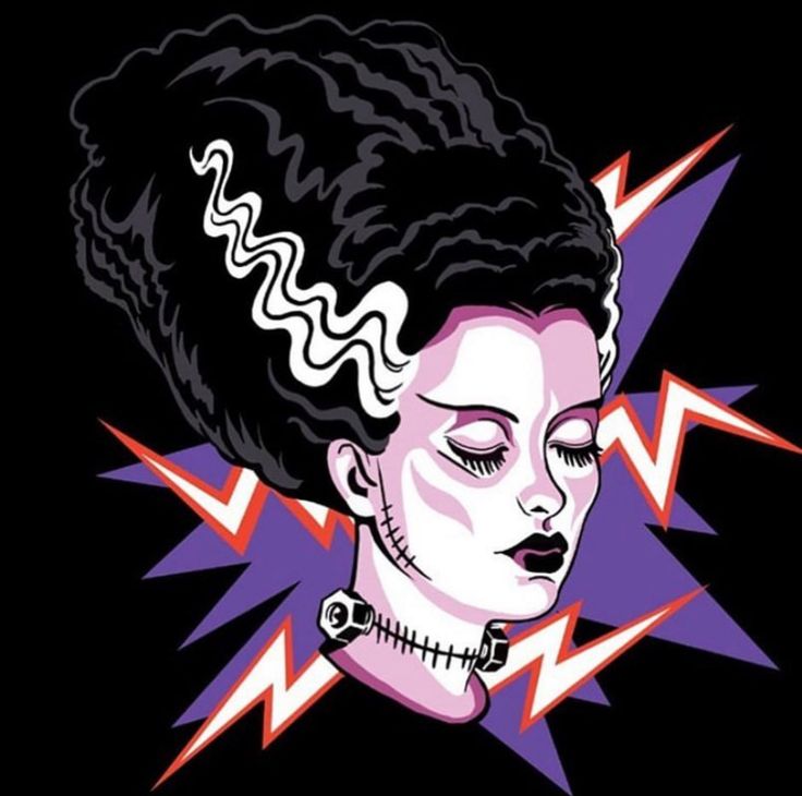 an image of a woman with her hair in the shape of a skull and lightning