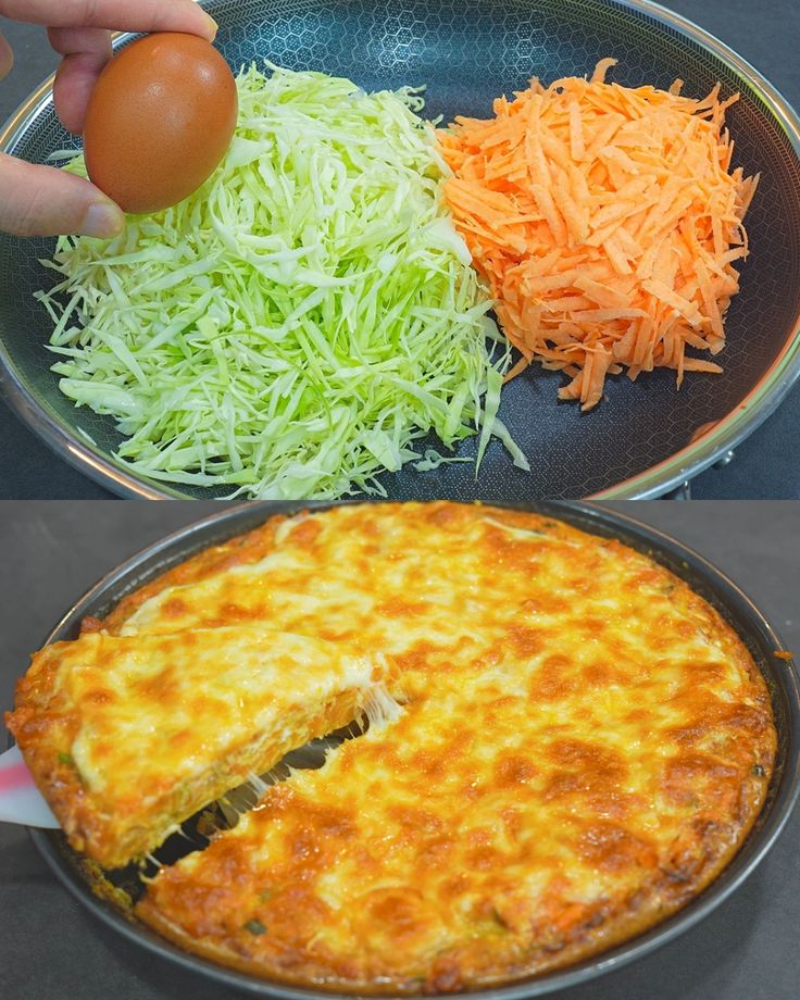 two pans filled with different types of food and one has an egg on top