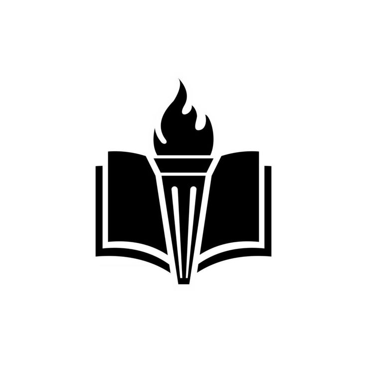 an open book with a flame coming out of it