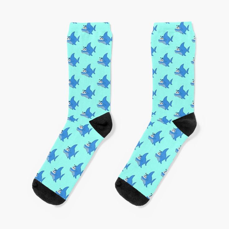 Get my art printed on awesome products. Support me at Redbubble #RBandME: https://www.redbubble.com/i/socks/Baby-Shark-by-medunetix/35625593.9HZ1B?asc=u Shark Cartoon, Shark Socks, Shark Gifts, Sharks Funny, Socks Cute, Blue Butterflies, Cute Shark, Running Late, Cute Socks