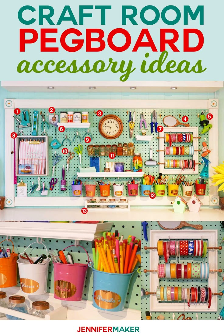 the craft room pegboard accessory ideas are great for kids to use in their crafts