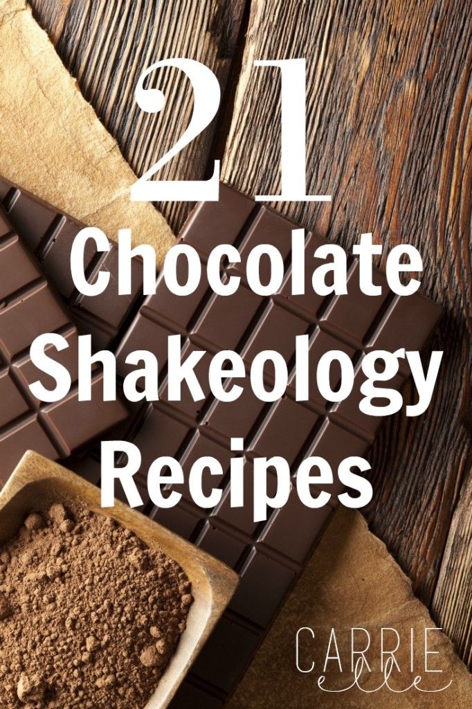 chocolate shakeology recipe with text overlay that reads 21 chocolate shakeoloy recipes