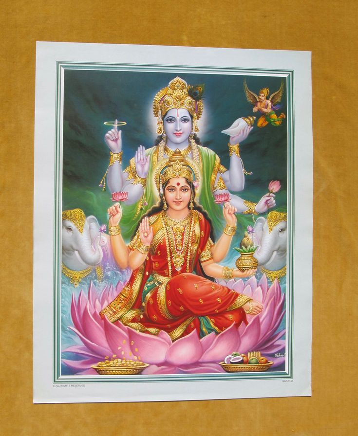 an image of the god sitting on top of a lotus in front of a painting