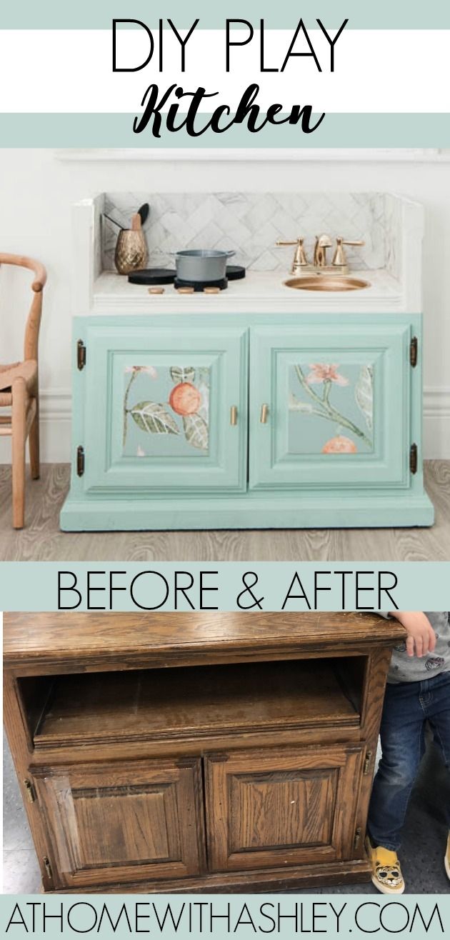 an old dresser turned into a diy play kitchen