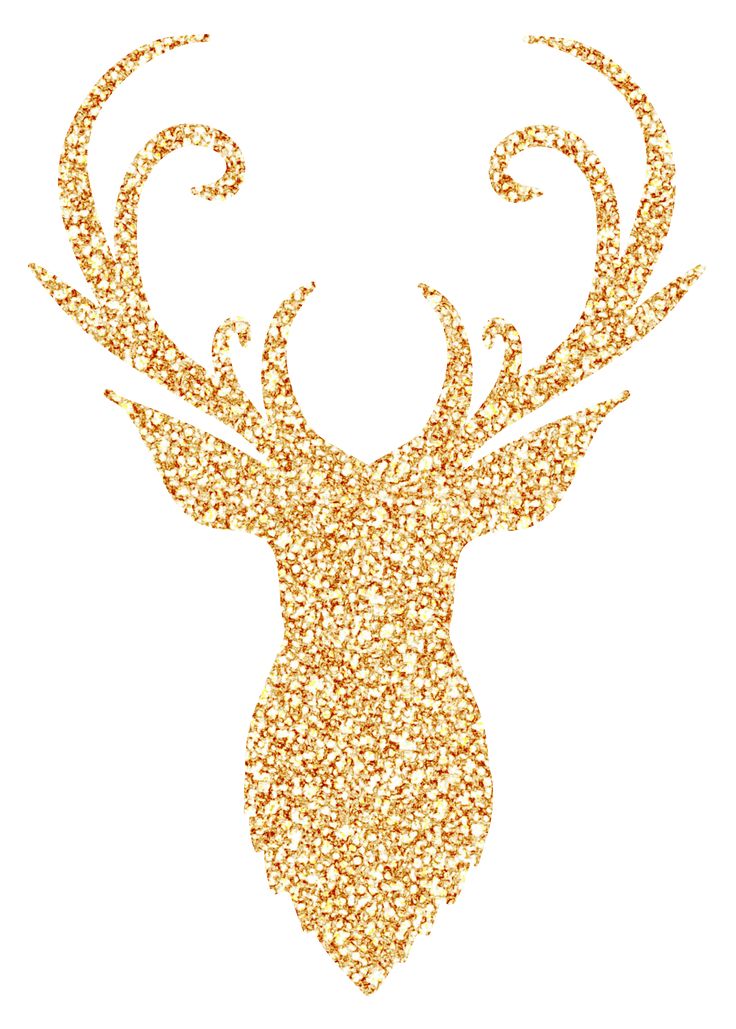 a gold glitter deer head with horns on it's back and antlers in the middle