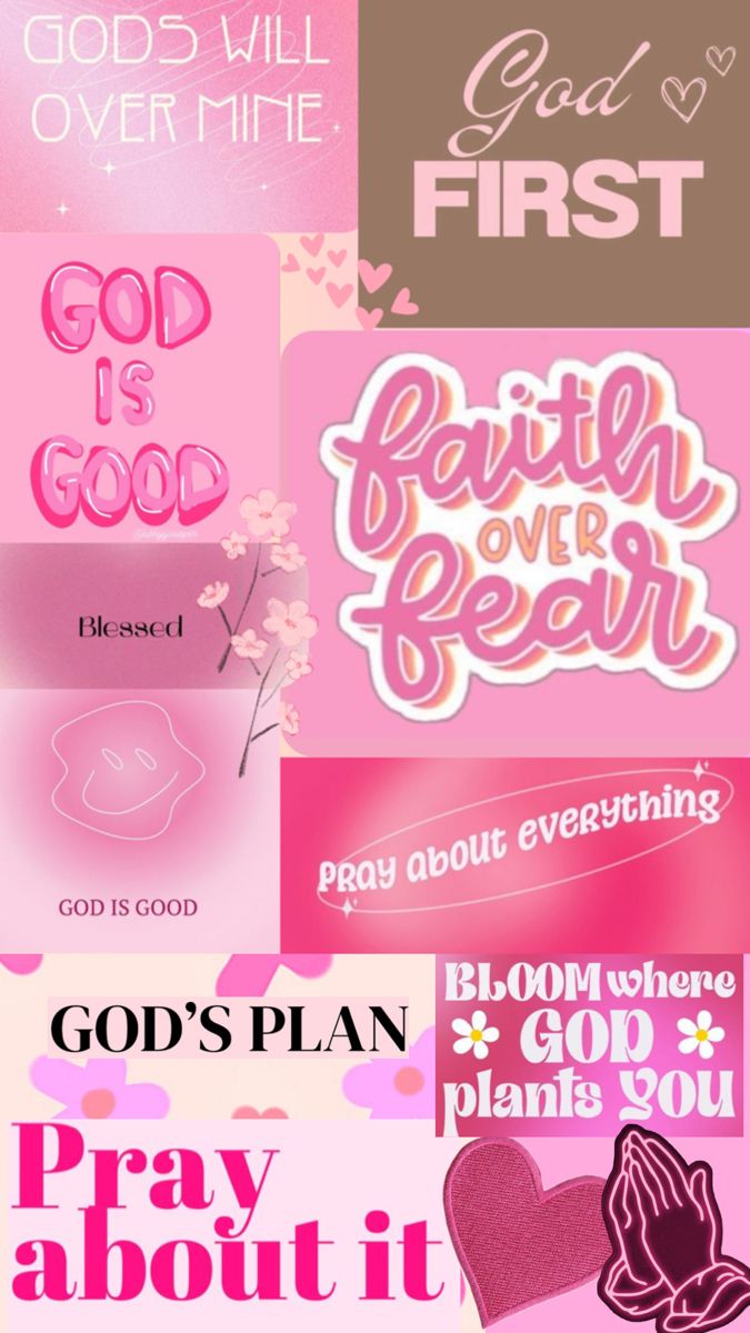 a collage of pink and brown images with the words god's plan, pray about