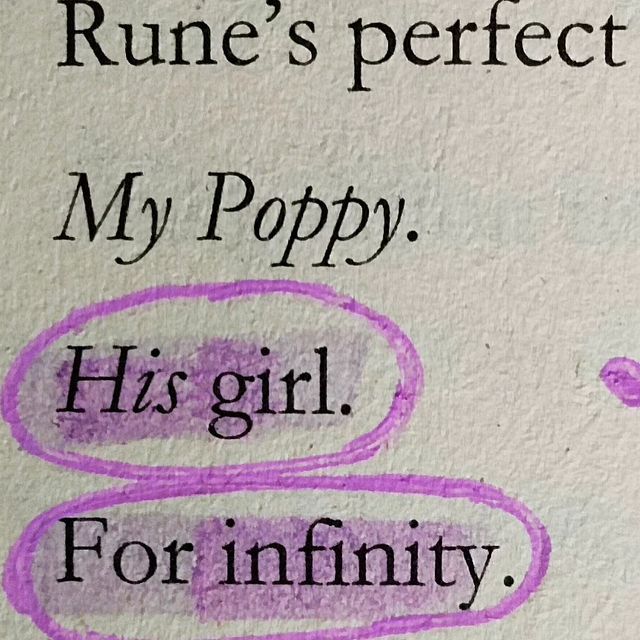 the words rune's perfect my poppy his girl for infinnity