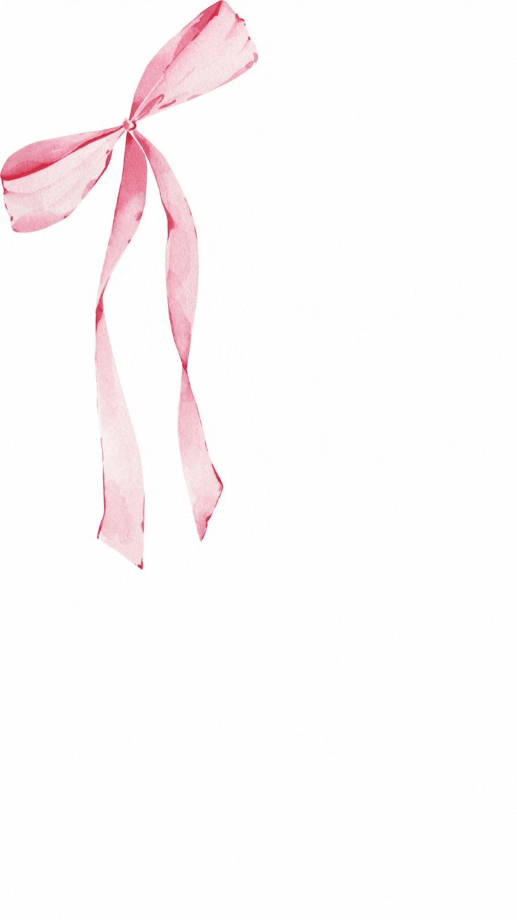 a watercolor drawing of a pink ribbon on a white background