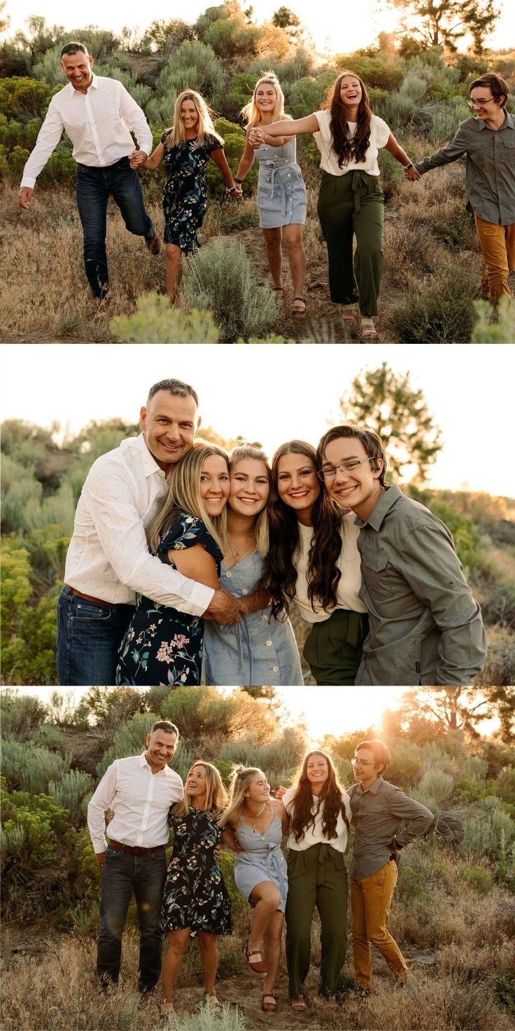 a group of people standing in the grass with their arms around each other