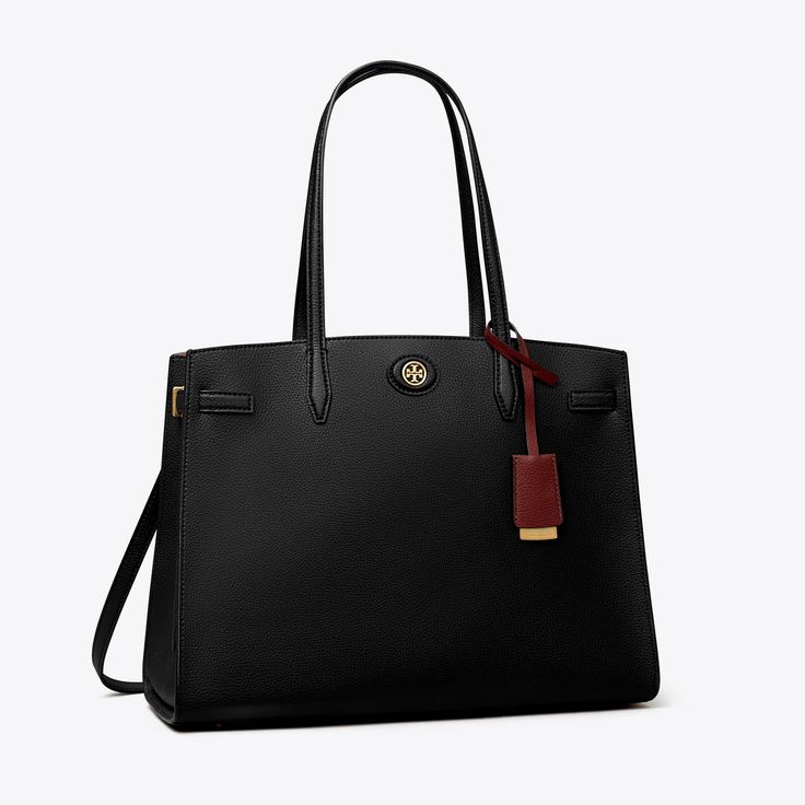 Tory Burch Black Designer Bags, Tori Burch, Ella Tote, Tory Burch Bag Totes, Flap Backpack, Tory Burch Robinson, Monogram Tote Bags, Designer Tote Bags, Womens Designer Handbags