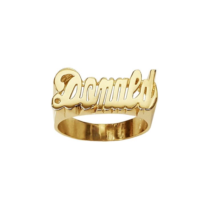 The LEE085 name ring is a classic script letter name ring - a timeless design. Personalize this custom ring with the name of your choice. Treat yourself or make it a gift for loved ones, birthdays, anniversaries, or celebrations. * Personalize with name up to 8 characters (only first letter is capitalized) * 10k Yellow or White Solid Gold (weighs about 3.7g to 4.5g) * 14k Yellow, White, or Rose Solid Gold (weighs about 4.0g to 4.9g) * Measures approx. 8mm from top to bottom of first initial * It Gold Name Ring, Jewelry Classic, Name Ring, Name Rings, Script Lettering, Soft Toothbrush, Custom Ring, Sell Gold, Custom Rings