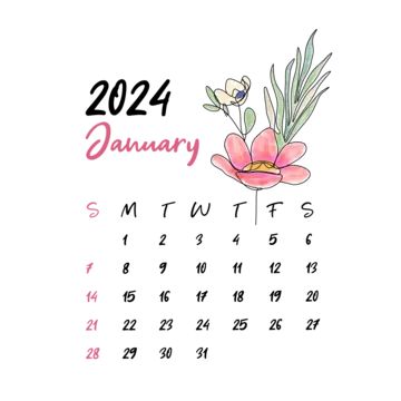 a calendar for january with flowers on it