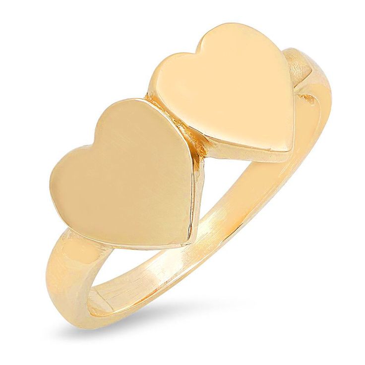 Style: Double Heart Signet Ring Metal: 14K Gold [Yellow Gold, Rose Gold or White Gold] Adjustable Yellow Gold Rings For Valentine's Day, Adjustable Heart-shaped Stackable Yellow Gold Rings, Adjustable Yellow Gold Stackable Rings For Valentine's Day, Gold Stackable Heart Ring For Valentine's Day, Gold Heart-shaped Stackable Rings For Valentine's Day, Adjustable Yellow Gold Heart-shaped Rings, Gold Heart Shaped Stackable Rings Fine Jewelry, Adjustable Heart-shaped Yellow Gold Rings, Gold Heart Stackable Rings Fine Jewelry