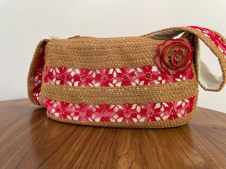 Flower Bag - Etsy Hungary Pink Crochet Satchel Bag With Adjustable Strap, Pink Satchel Crochet Bag With Adjustable Strap, Red Summer Bag With Detachable Strap, Red Bags With Detachable Strap For Summer, Red Bags For Daily Use In Spring, Red Bag With Detachable Strap For Summer, Pink Shoulder Bag With Detachable Strap For Summer, Red Rectangular Bag For Spring, Red Rectangular Spring Bag