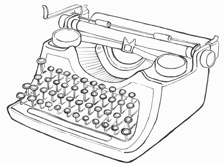 a drawing of an old fashioned typewriter