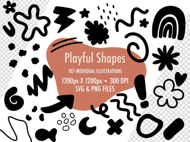 the playful shapes pack includes black and white graphics