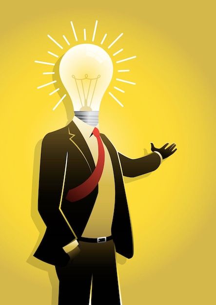 a man in a suit and tie is holding his hand out to the light bulb