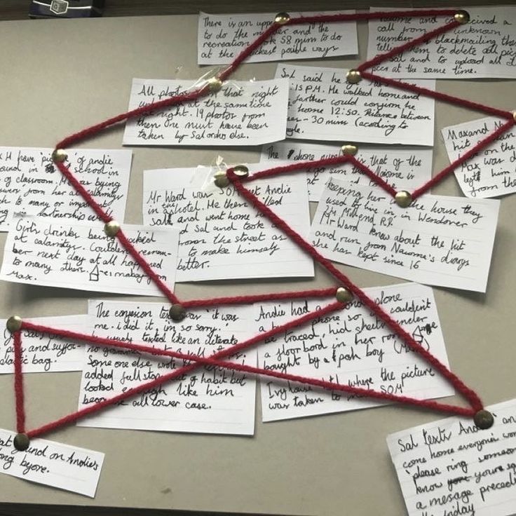 several pieces of paper with writing on them and some string attached to the back of each piece