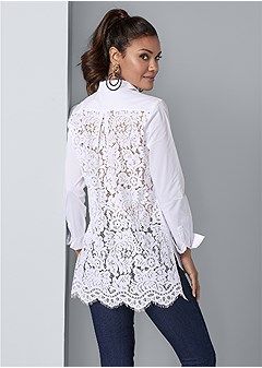 Venus Fashion, White Lace Top, Blouse Tops, Lace Shirt, Online Fashion Stores, Lace Back, Women Lace, Lace Blouse, Sheer Lace