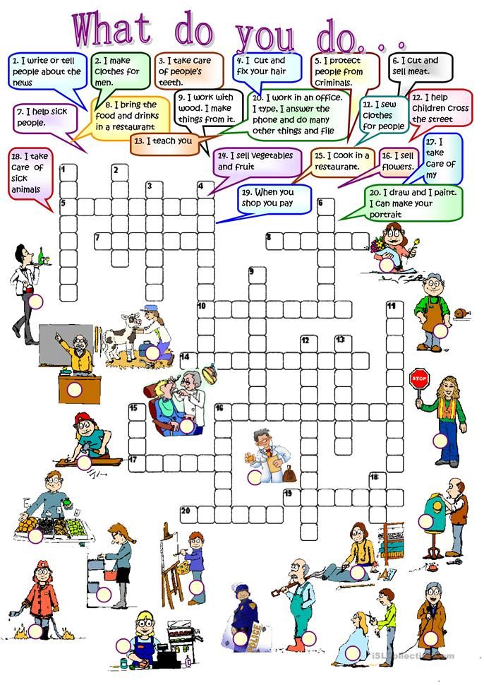 the crossword puzzle is filled with cartoon characters