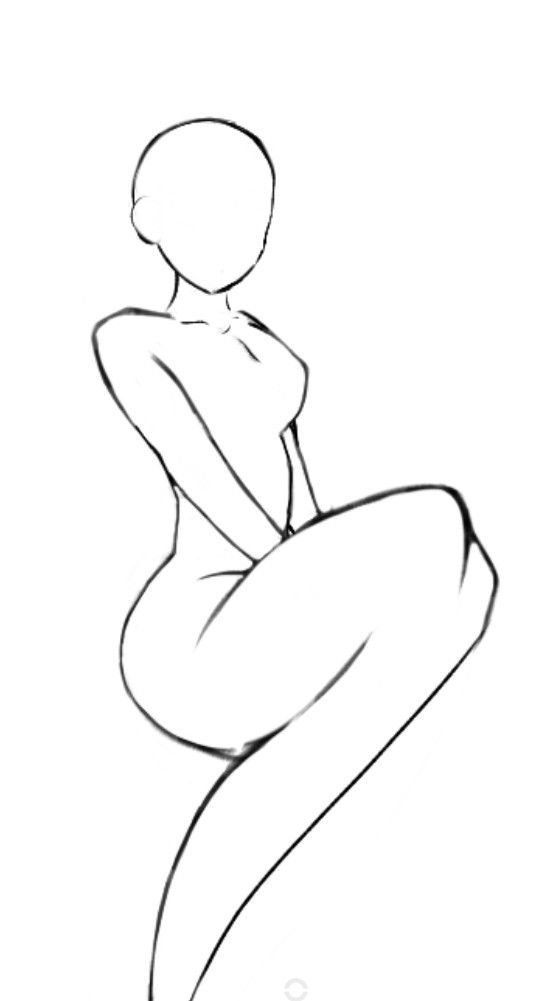 a drawing of a woman sitting on top of a stool with her legs spread out