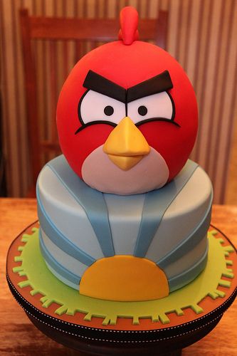 the angry bird cake is ready to be eaten