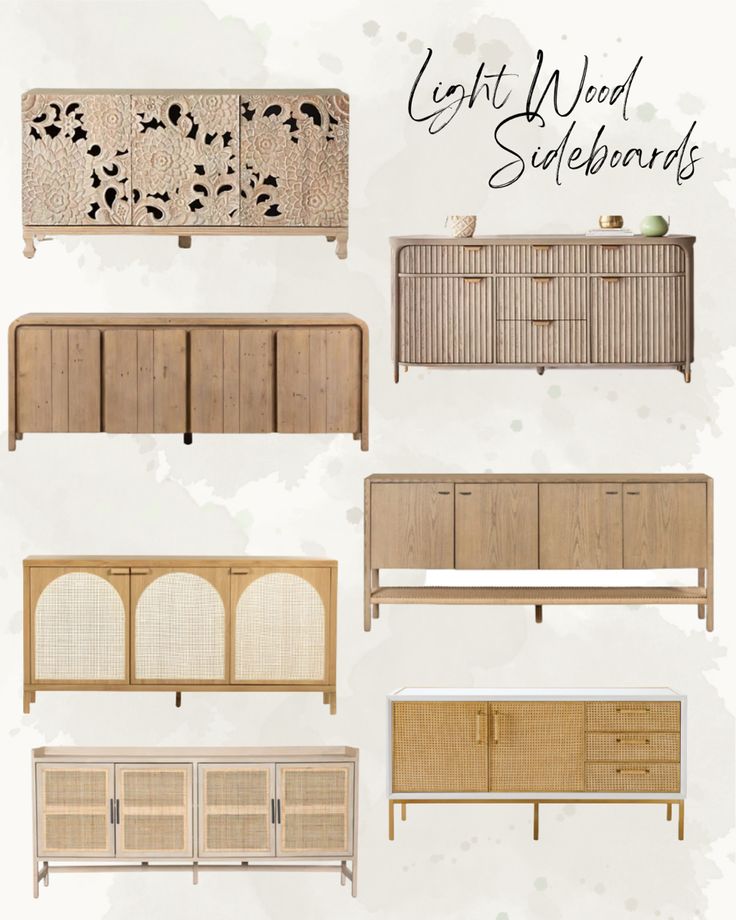 Light wood sideboards roundup of seven pieces Scandinavian Buffet Table, Minimalist Buffet Table, Rattan Sideboard Styling, Natural Wood Buffet Cabinet, Diy Rattan Sideboard, Boho Buffet Cabinet, Natural Wood Tv Console, Boho Media Console, Boho Buffet Table