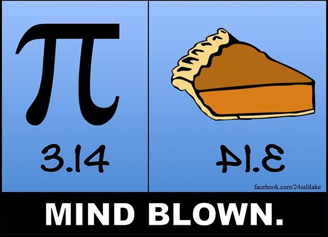 the pi symbol is shown next to a piece of pie and it says, mind blown