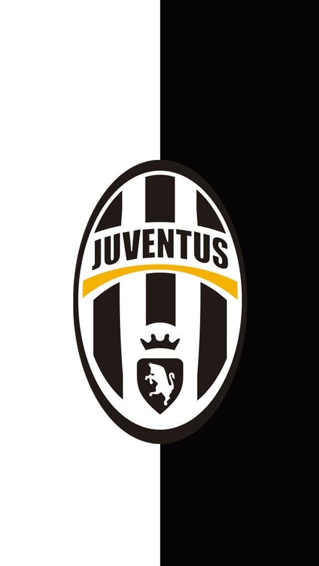 the juventus logo is shown in black and white with yellow stripes on it