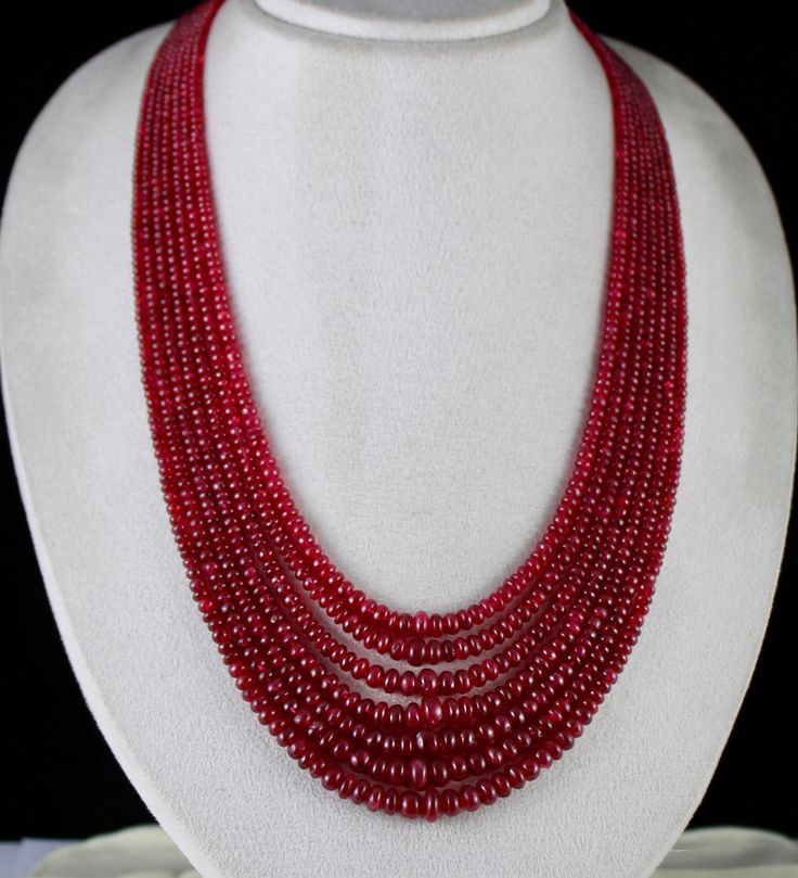 PRODUCT DETAILS LINE 7/CTS 692 NATURAL RED SPINEL ROUND BEADS  ALL NATURAL UNHEATED UNTREATED SPINEL  CERTIFIED BY LAB  BIGGEST SIZE OF THE BEADS IS 9 MM SMALLEST SIZE OF THE BEADS IS 2.5 MM INNER LENGTH OF THE NECKLACE IS 19 INCHES OUTER LENGTH OF THE NECKLACE IS 23 INCHES TOP QUALITY SPINEL BEADS  BEST PRICE BEST QUALITY  ATTACHED TO SIZABLE SILK CORD NOTE - #You will receive the same product you see in picture. #DEAR BUYERS PLEASE FEEL FREE TO ASK QUESTIONS  #WE WILL BE GLAD TO ANSWER & SOLVE QUERY REGARDING THIS PRODUCTS #RETURN POLICY Every piece of jewellery and inputs (gem stones, diamonds, making and setting) is tested by our team of experts and experienced artisans to generate maximum satisfaction to our valued customers. Customer satisfaction is our primary goal. All information Red Spinel, Silk Cord, Multi Strand Necklace, Jewelry Companies, Beaded Jewelry Diy, Natural Red, Supply Chain, Strand Necklace, Multi Strand