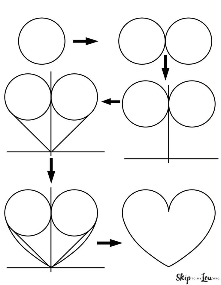 the diagram shows how to draw hearts in different ways