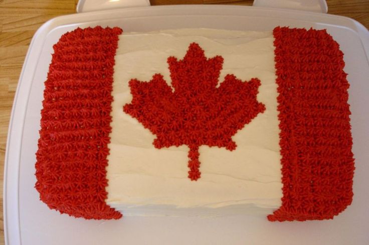 a cake decorated with the flag of canada