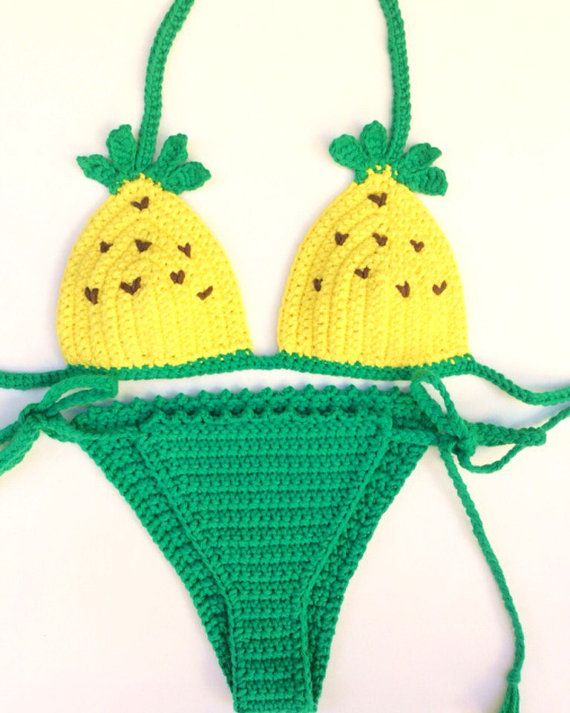 Crochet pineapple inspired boho swim suit by favoritelittlecorner Crochet Beachwear Swimwear For Vacation, Crochet Swimwear For Beachwear Vacation, Beachwear Crochet Swimwear For Vacation, Handmade Fitted Swimwear For Poolside, Handmade Poolside Swimwear Beachwear, Handmade Beachwear Swimwear For Poolside, Handmade Poolside Beachwear Swimwear, Summer Crochet Stretch Swimwear, Cute Green Swimwear For Summer