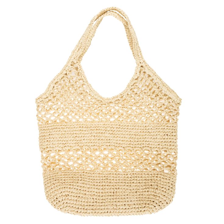 Malta Paper Crochet Bag - (BSB5042)-TOTE-San Diego Hat Company Lightweight Crochet Shopping Tote Bag, Lightweight Crochet Tote Bag For Shopping, Lightweight Tote Crochet Bag For Shopping, Chic Crochet Jute Bag With Open Weave, Chic Crochet Bucket Bag With Open Weave, Chic Natural Crochet Bag With Open Weave, Eco-friendly White Open Weave Beach Bag, Jute Tote Shoulder Bag With Open Weave, Jute Open Weave Tote Shoulder Bag