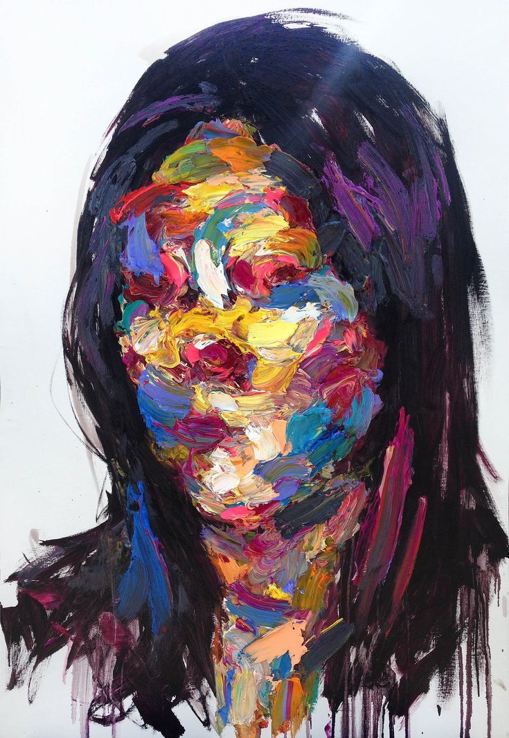 an abstract painting of a woman's face