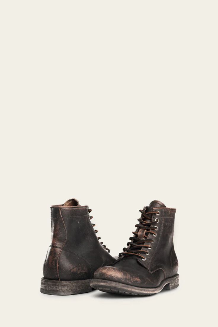 Tyler Lace Up Boot | The Frye Company Combat Boots Men, The Frye Company, Aesthetic Shoes, Shoe Gifts, Bags And Accessories, Handcrafted Leather, Lace Up Boots, Full Grain Leather, Leather And Lace